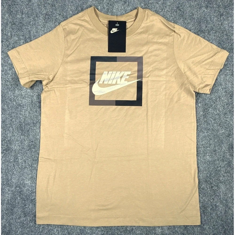 Nike Futura Youth Small Open Bloc Beige Tee Graphic T-Shirt NWT
